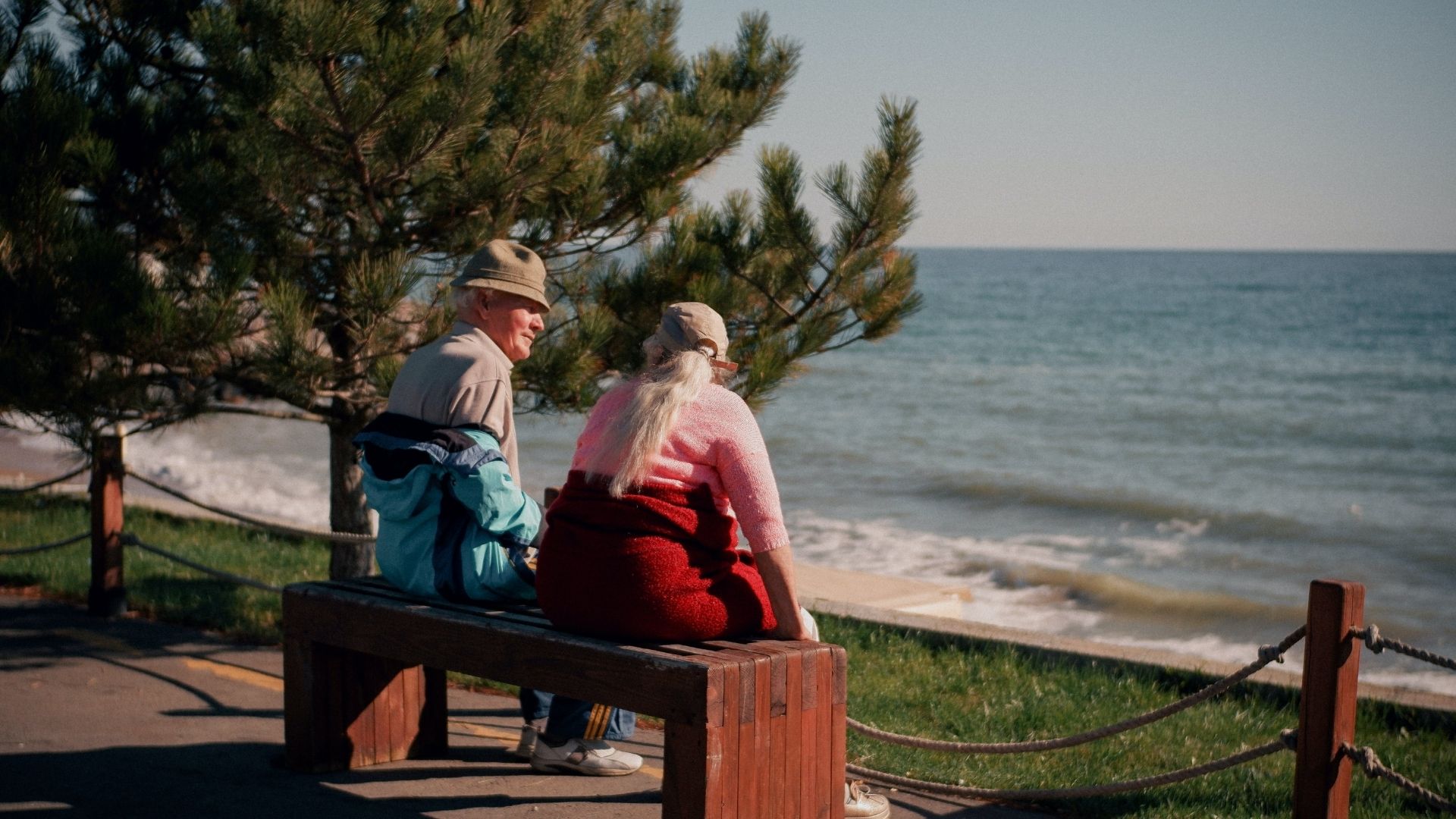 Retired couple enjoying the beach